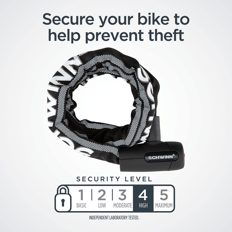 Schwinn Reflective Chain Key Lock for Bike, 3 feet x 8mm Anti Theft Bicycle Lock, Security Level 4 - Image 2